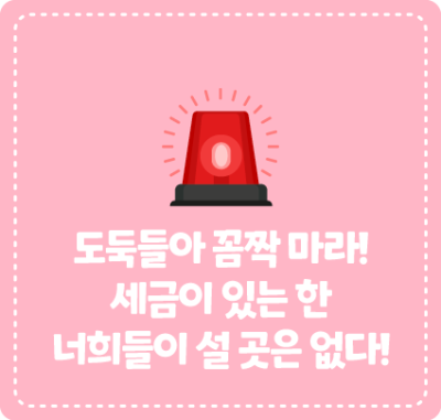 도둑들은 꼼짝 마라! 세금이 있는 한 너희들이 설 곳은 없다!